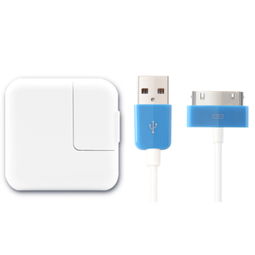 snowkids配件套装 1a充电器 mfi认证数据线蓝色 适用于iphone4 4s充电器 数据线产品图片1